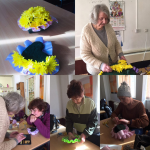 Creating floral displays with ribbon edging at the WEN Flower Club