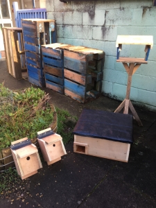 Planters, bird boxes, bird tables and hedgehog houses made by WEN Reclaimers