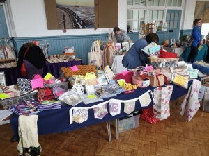 The stall of handmade items created by the WEN Crafters from donated and repurposed materials