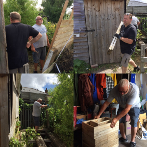 Building a wood shed at the Bee Wirral allotment