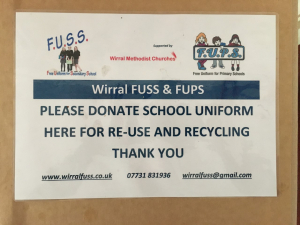 Drop off uniform at Falkland Road so that it can be worn again