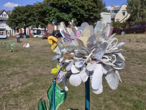 White clover sculpture at Flynn's Piece in Wallasey. Photo: Wallasey Tree Planting Group