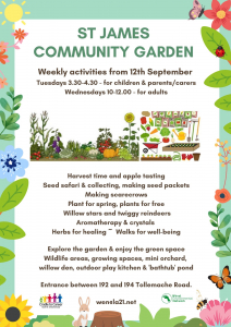 Weekly activities for all ages at St James Community Garden
