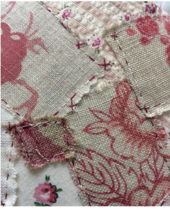 Detail of fabric and stitching at the slow stitching workshop